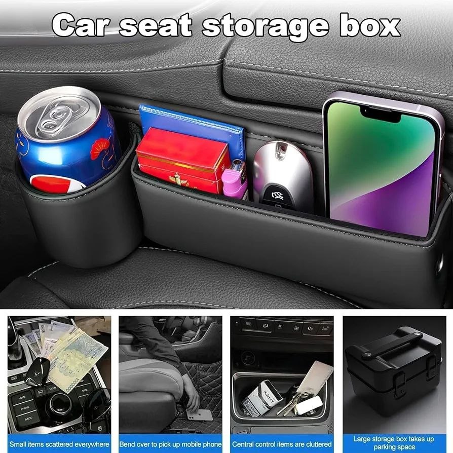 Car Seat Gap Filler and Organizer with a built-in cup holder