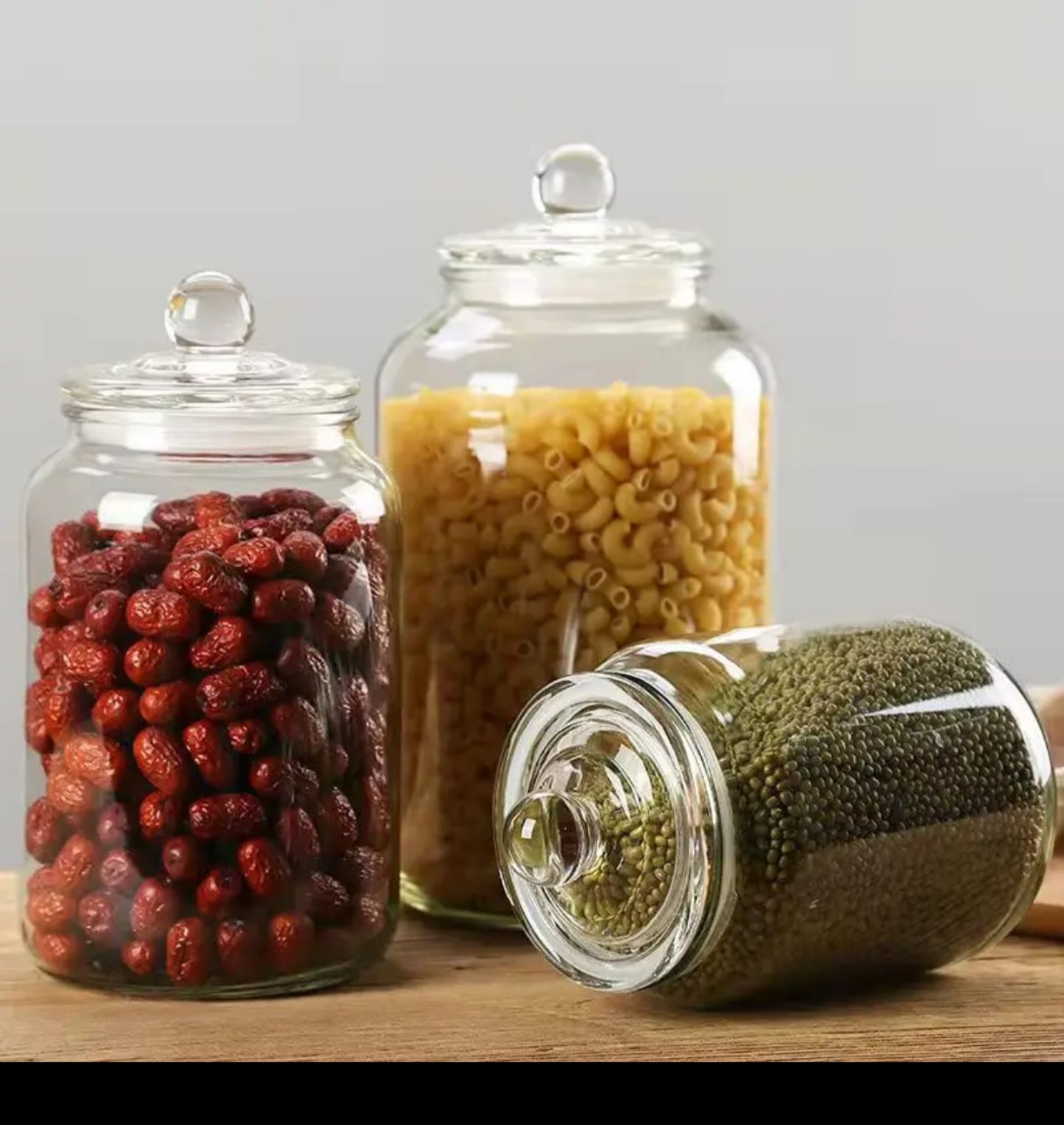 Clear Aclyric Storage Jars with Airtight Knob Lids