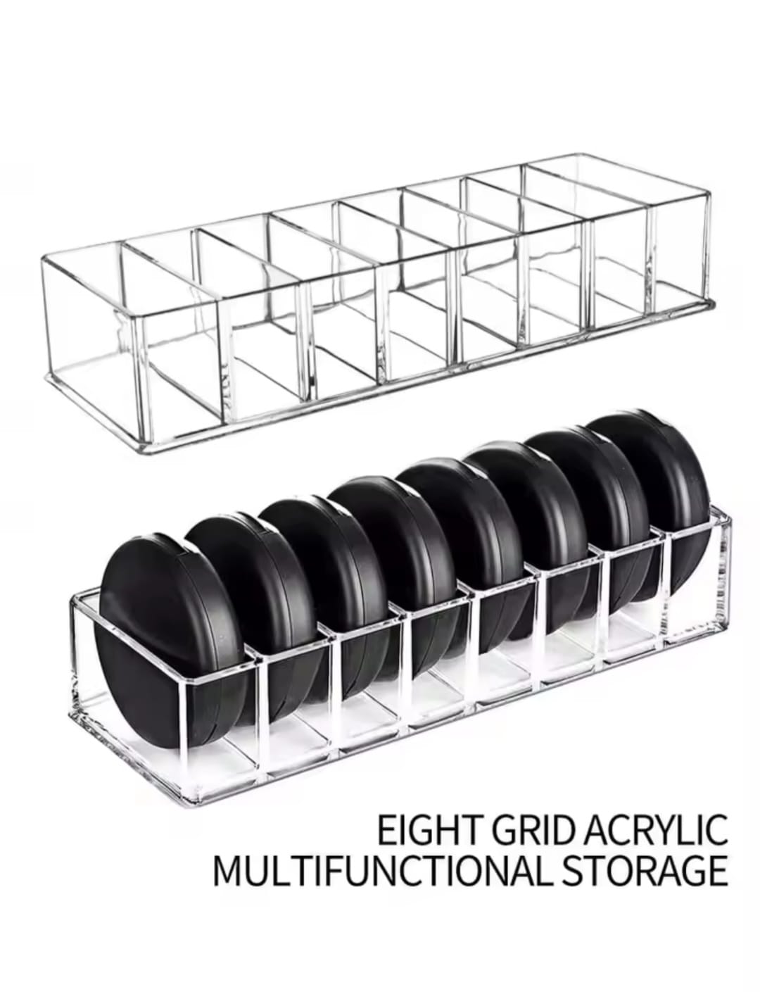 8 compartment transparent multifunctional storage box.