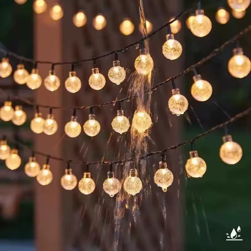 Solar Powered Outdoor Ball String Christmas Lights – 12M Roll -100 Balls