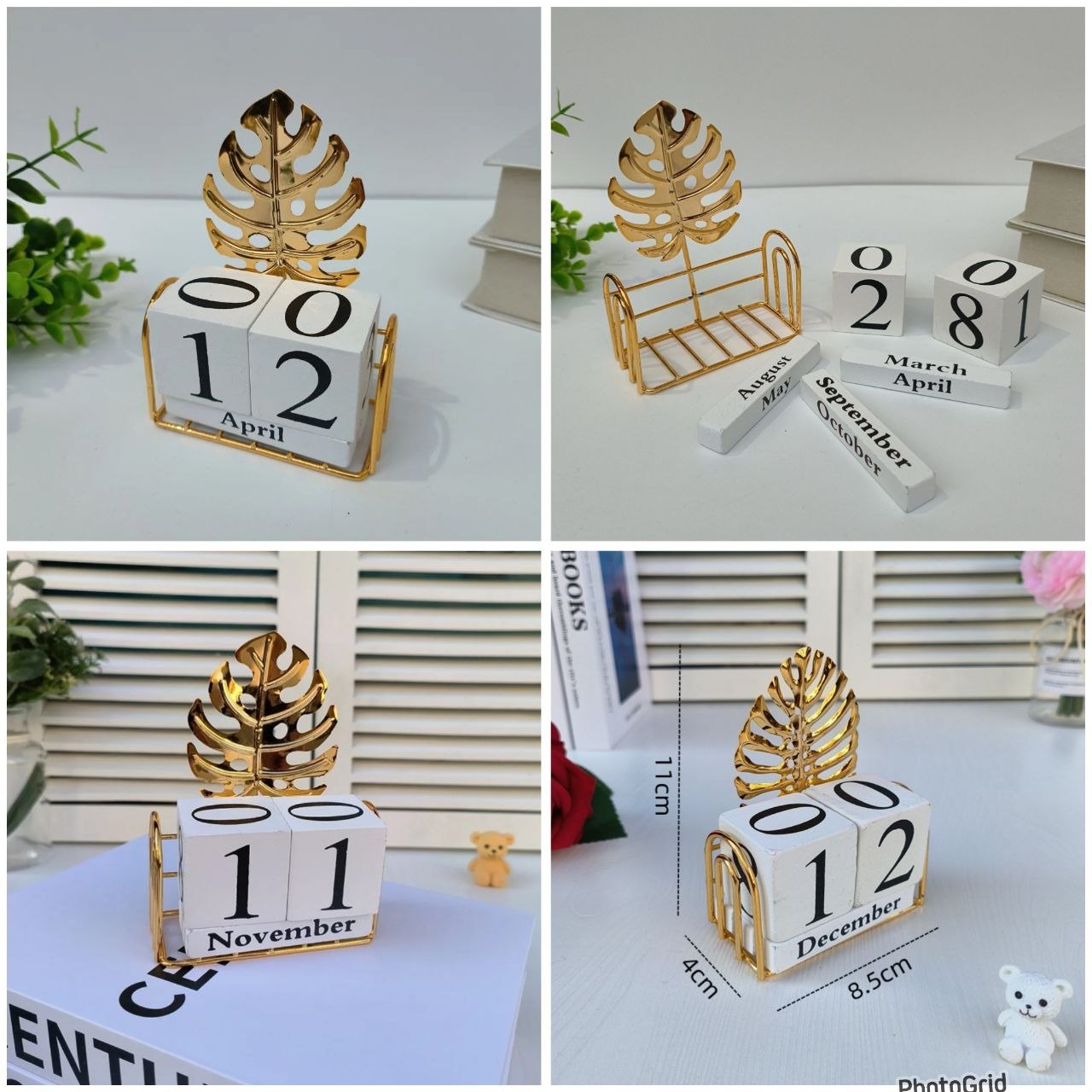 Monstera Leaf Wooden Block Perpetual Desk Calendar