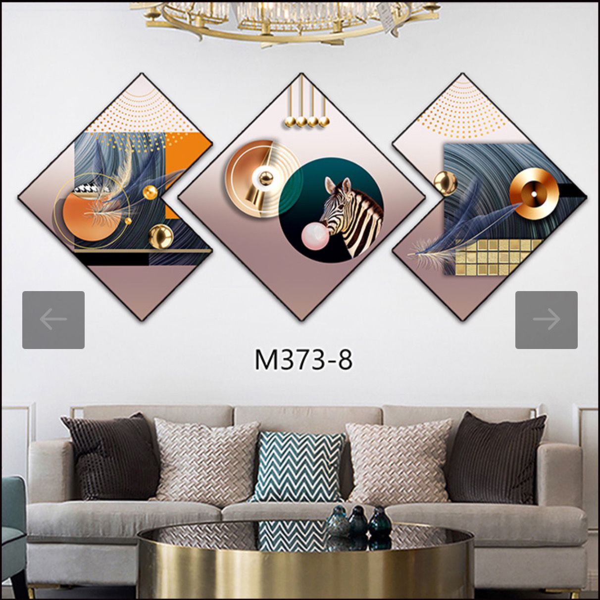 3 Piece 3D Abstract Art 78 Crystal porcelain painting Aluminum Alloy Frame