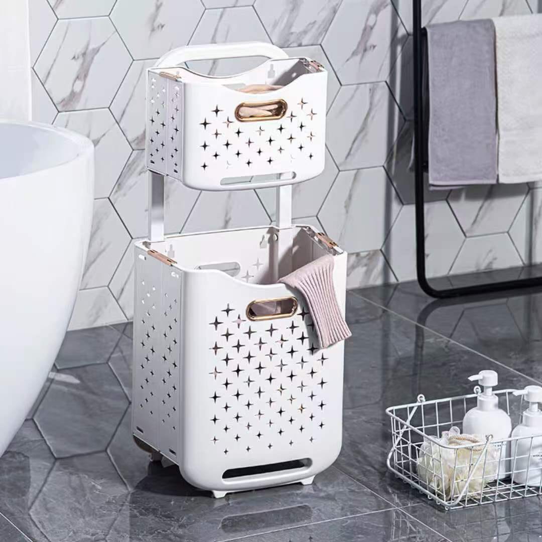 2-Tier Laundry Hamper with Wheels