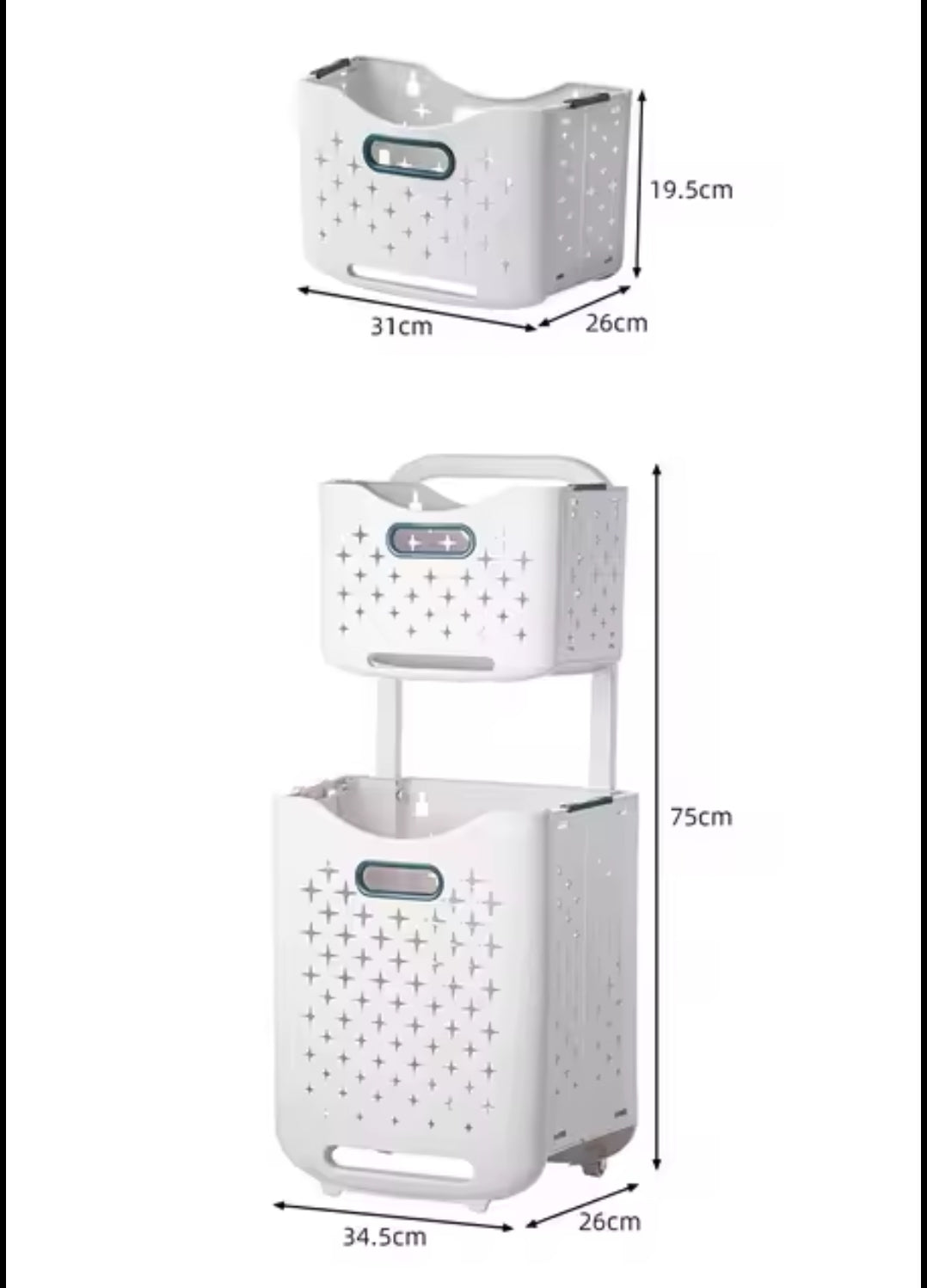 2-Tier Laundry Hamper with Wheels
