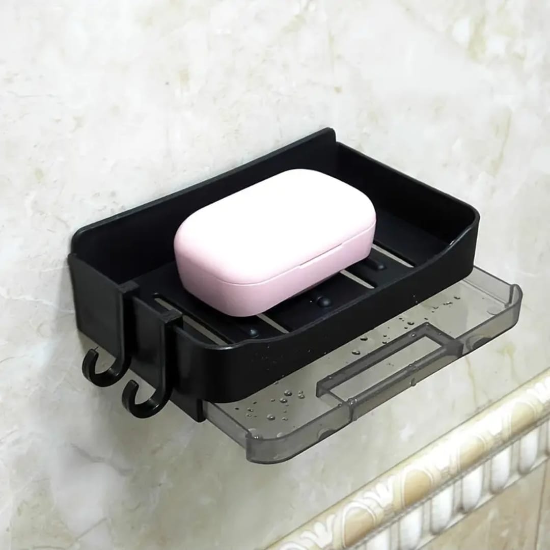 Soap dish with drain tray +2 hooks