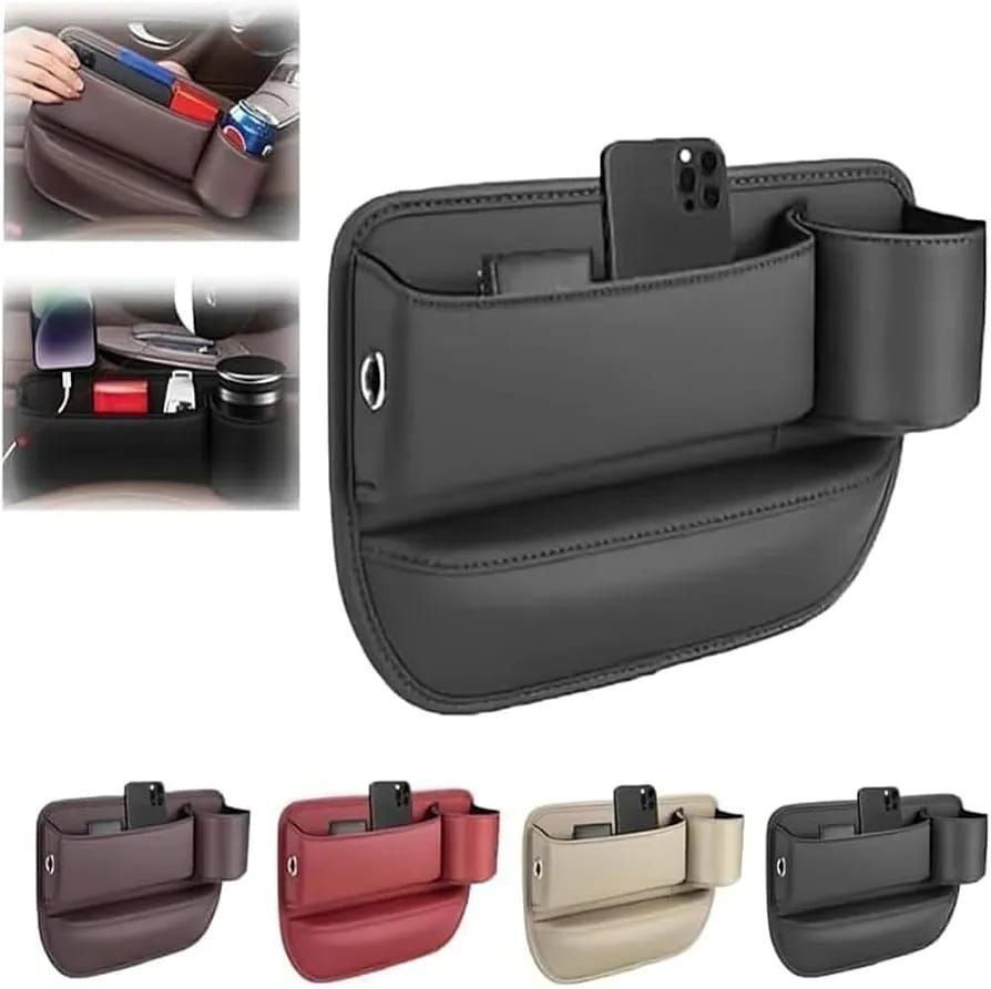 Car Seat Gap Filler and Organizer with a built-in cup holder