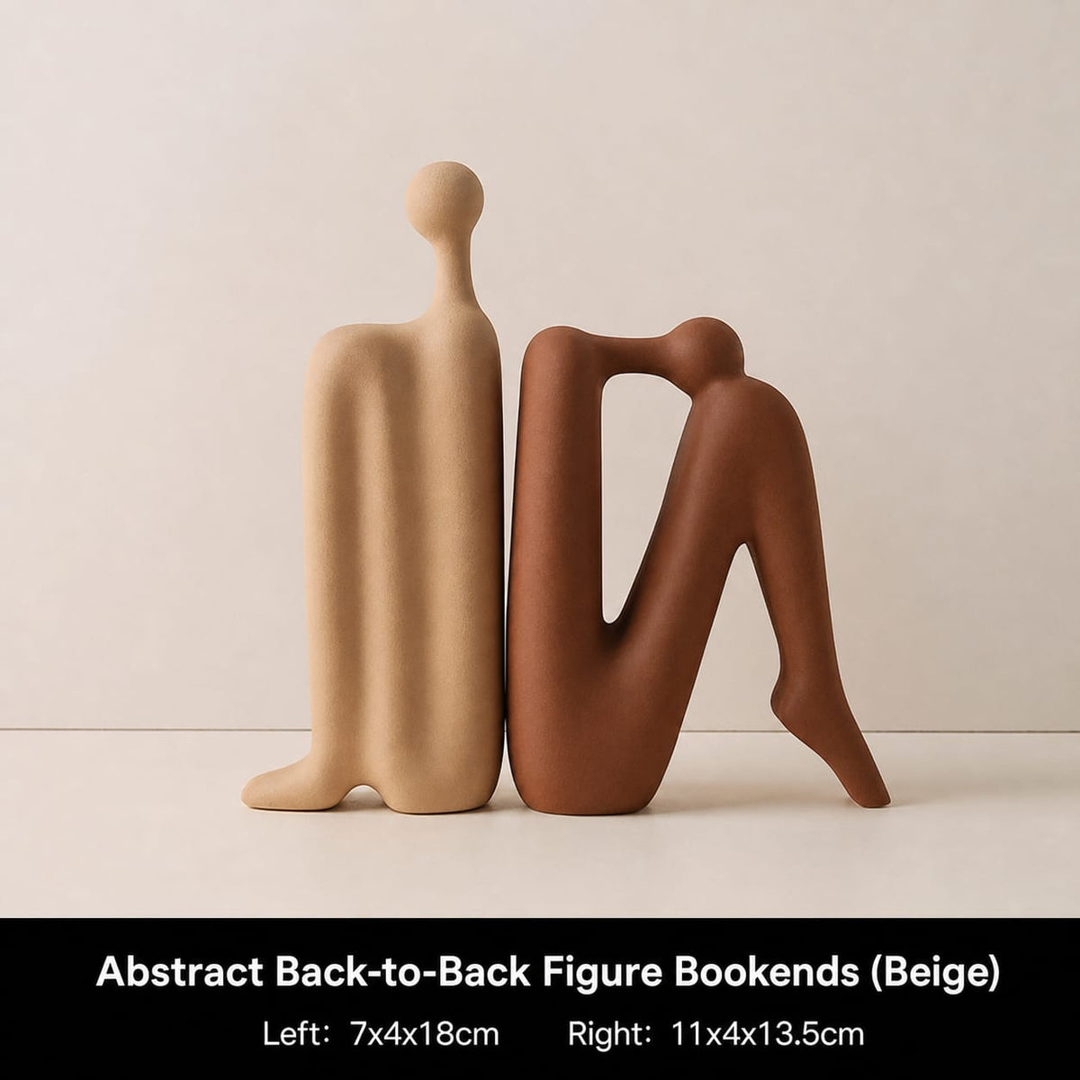 Modern minimalist back to back abstract figure ceramic bookends