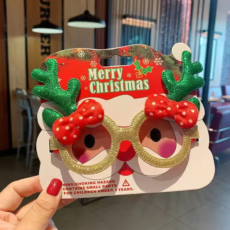 Christmas Glasses Frame, Santa Glasses, Christmas Party Decorations with Card