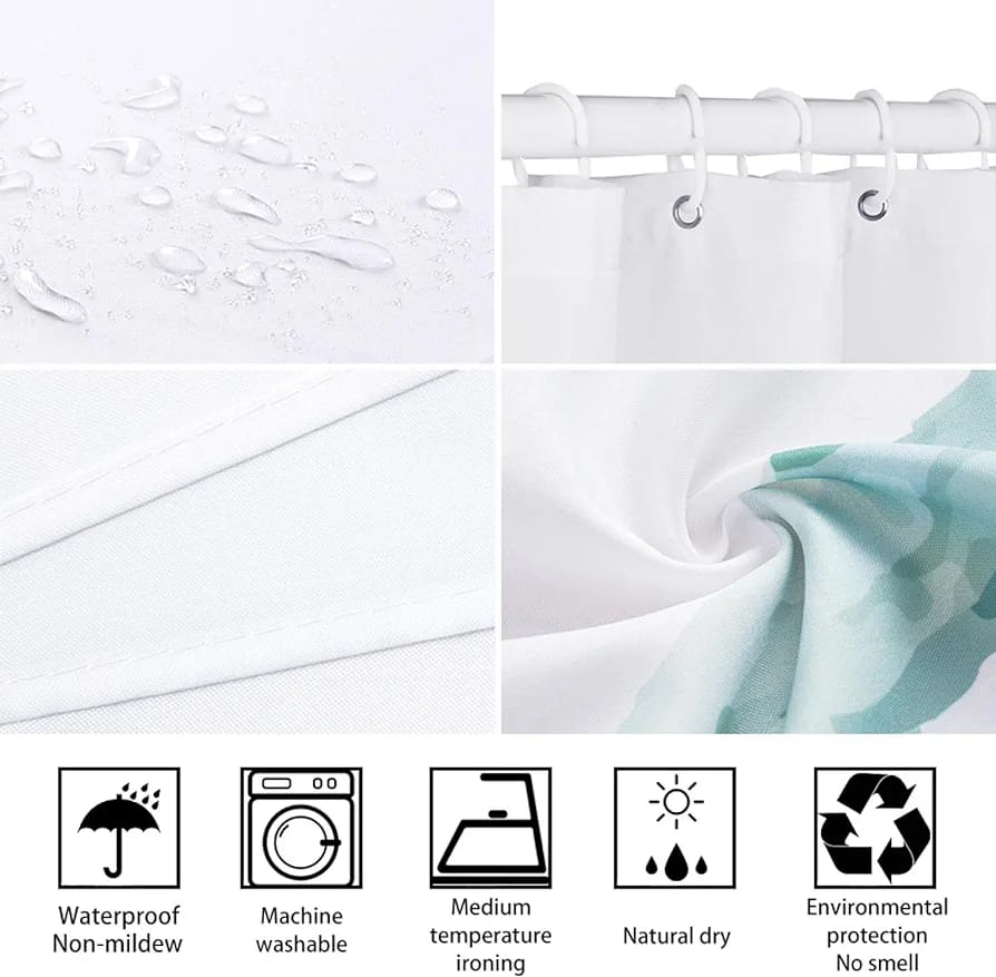 Waterproof 12 hook 180x180cm shower curtain