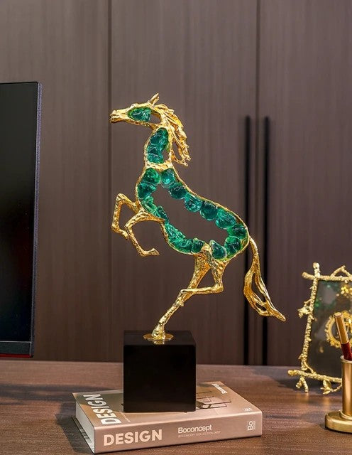 *Luxury Modern crystal horse statue sculpture, spar handicraft ornaments, home, office, desktop decoration, collection gifts,Modern Marble