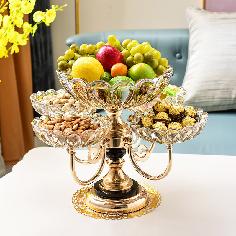 CRYSTAL GLASS WITH METAL STAND FRUIT PLATE