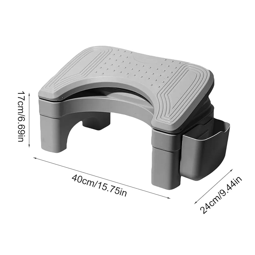 Ergonomic foldable / adjustable footrest with storage space