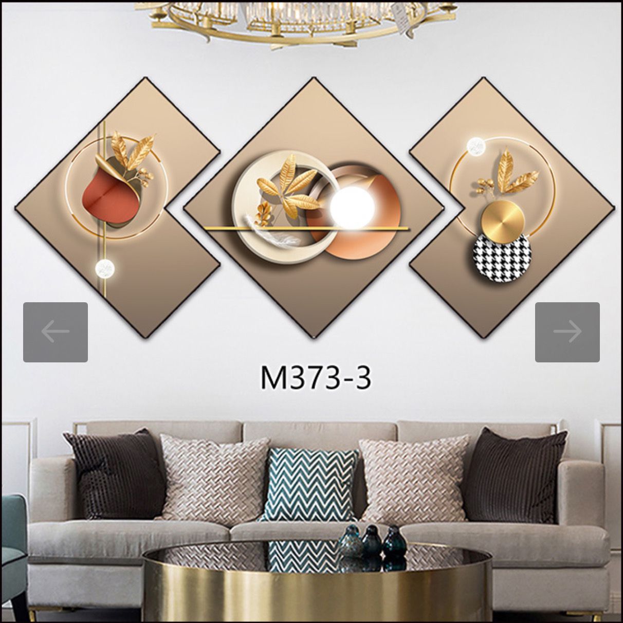 3 Piece 3D Abstract Art 78 Crystal porcelain painting Aluminum Alloy Frame