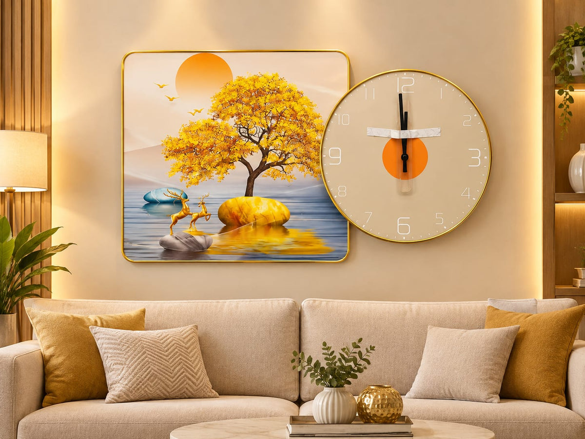 Elegant Wall Clock & Wall Art Set