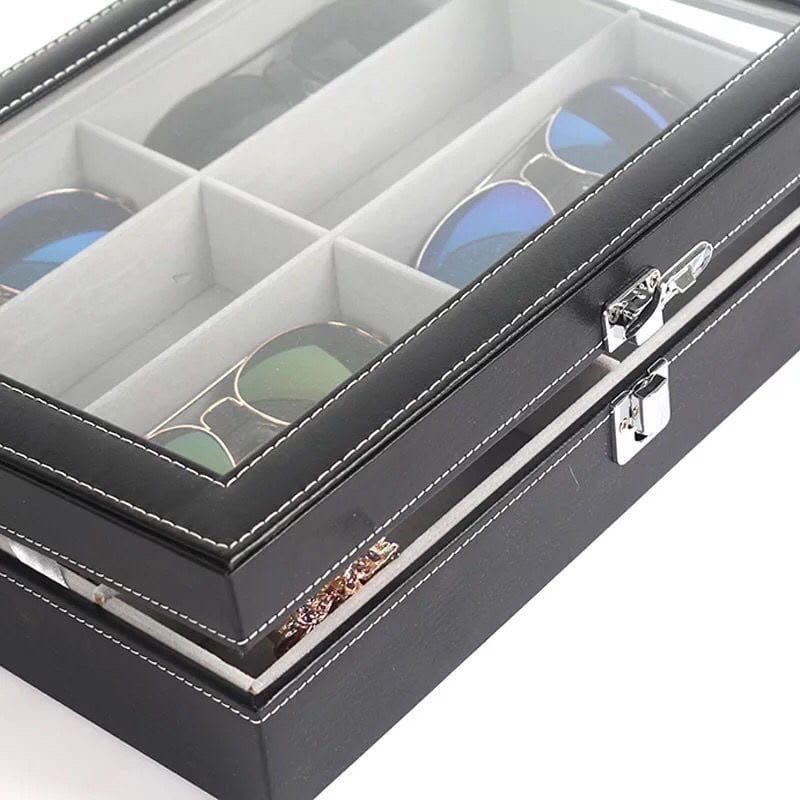 8 Sots High Quality PU Leather Sunglasses Organizer Box