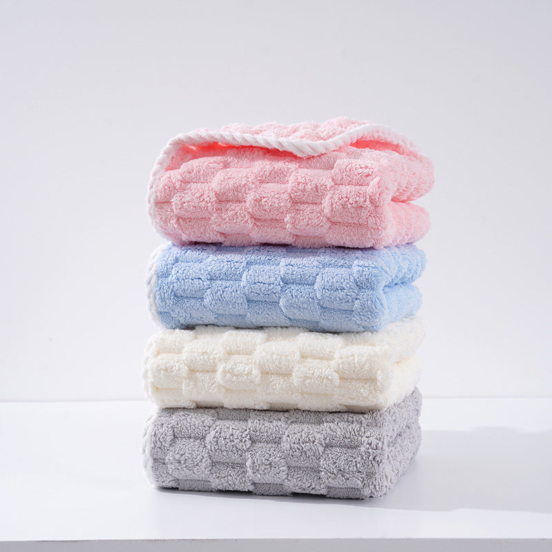 Quality high absorption Coral velvet Cloud grid Kitchen Hand towel