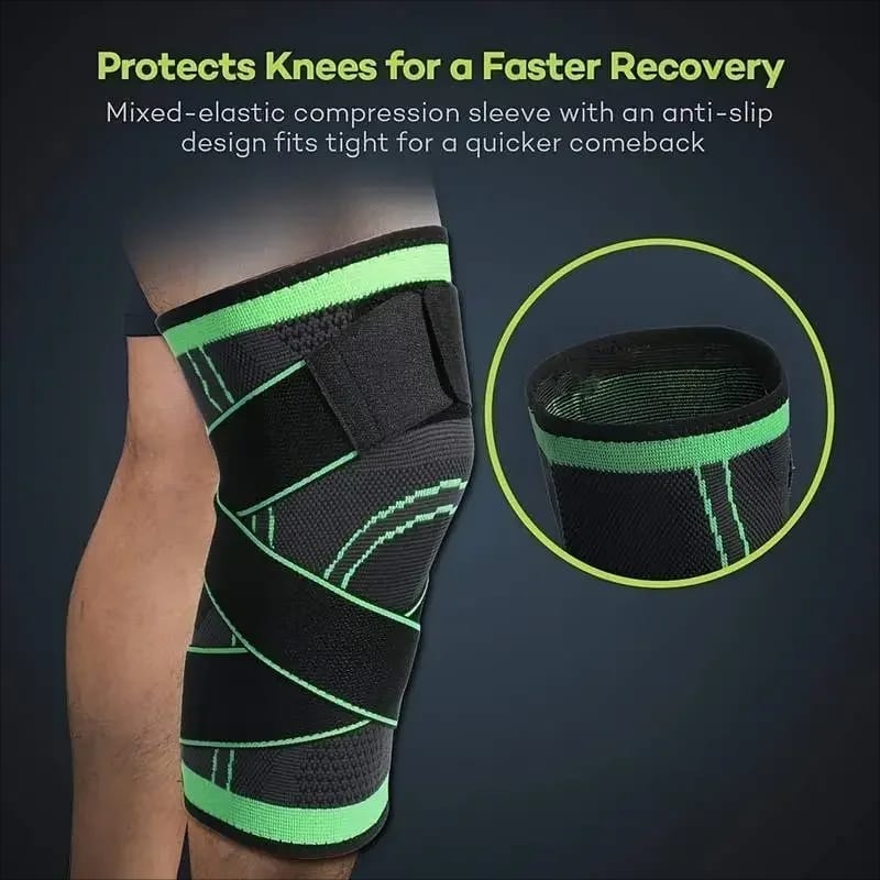 SPORTS COMPRESSION KNEE SUPPORT SLEEVES WITH PRESSURE STRAP