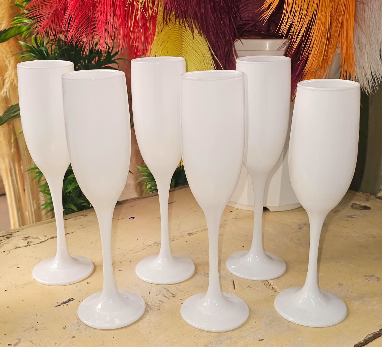 170ml white champagne flute glass