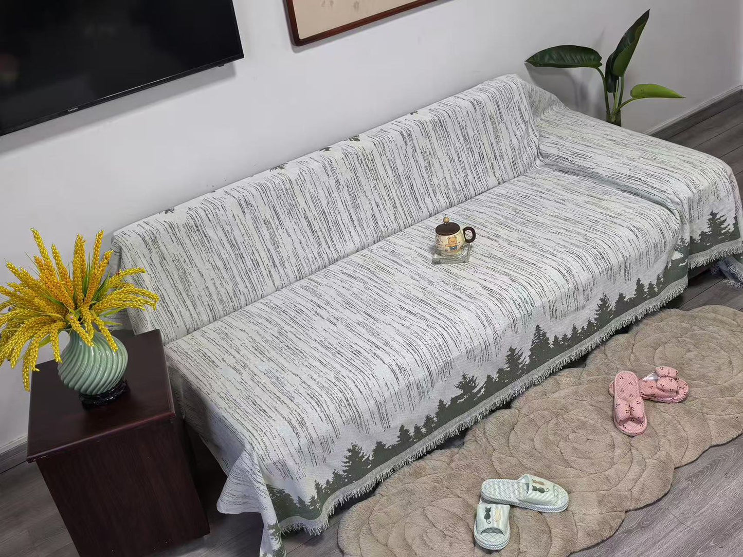 Reversible Chenille cotton sofa covers