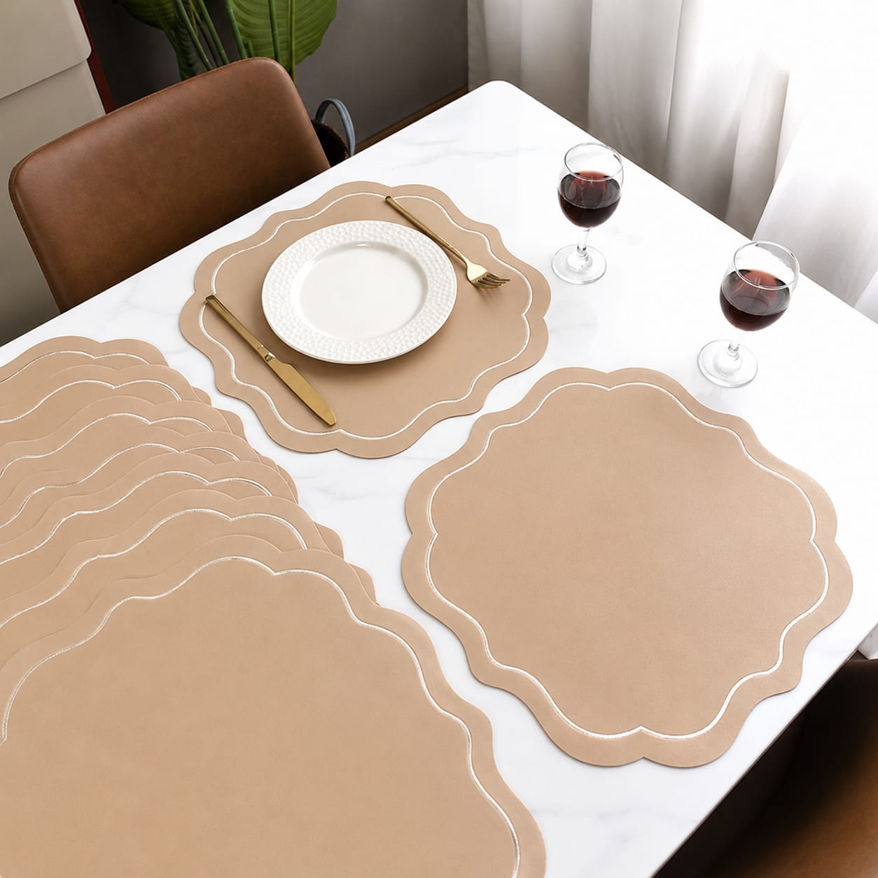Modern Round faux leather PVC Table mats for Dinning