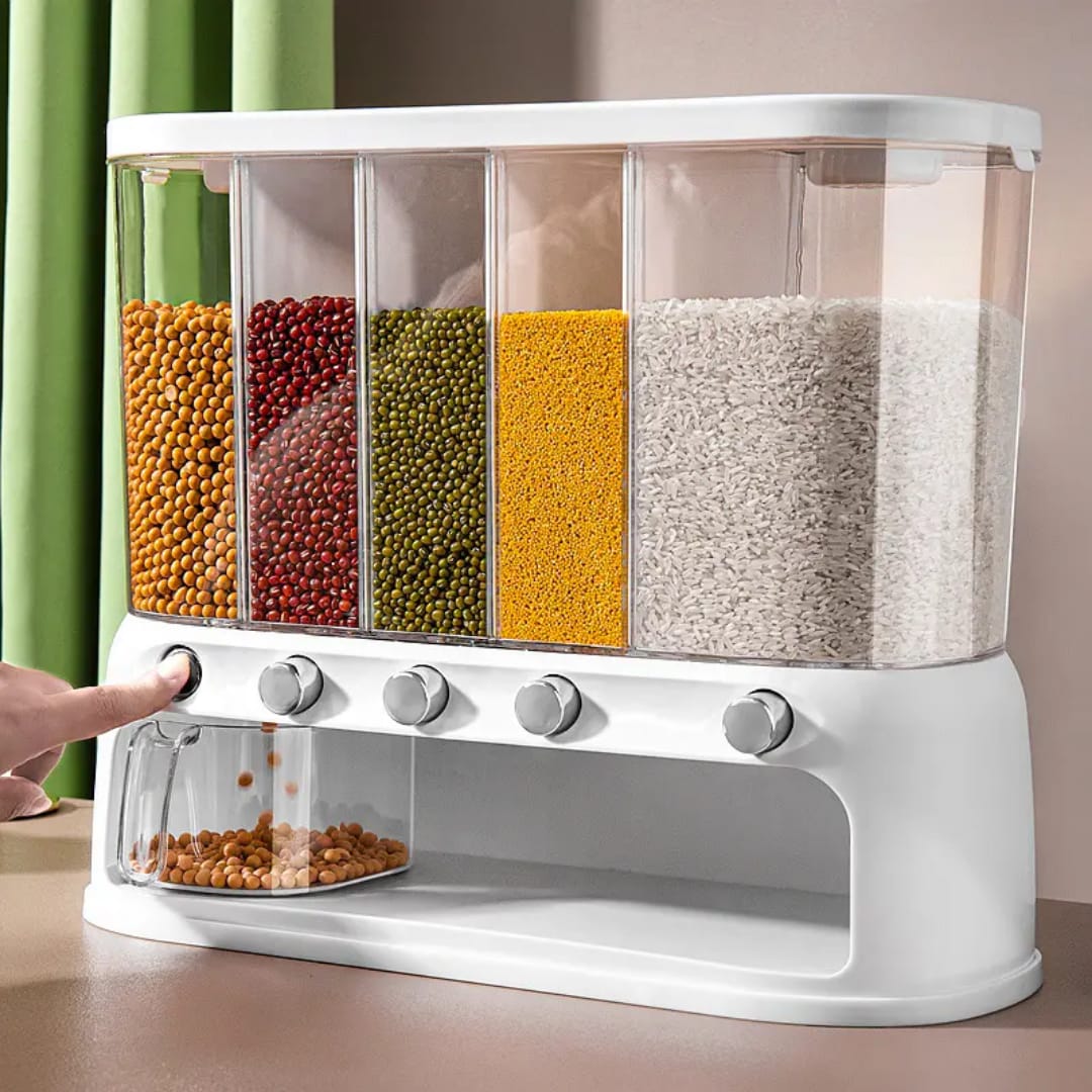Acrylic Partitioned Rice/Cereal Dispenser
