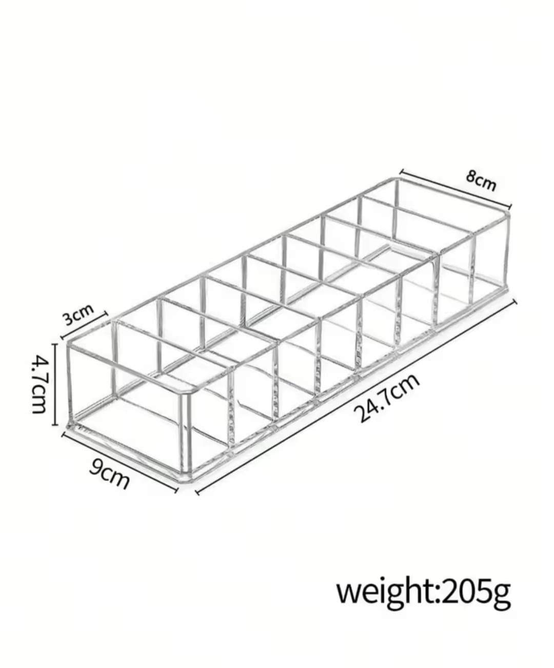 8 compartment transparent multifunctional storage box.