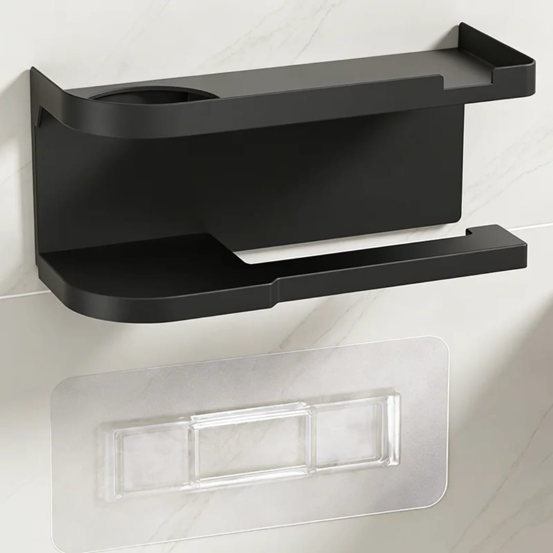 PLASTIC Wall-mounted toilet paper holder with shelf