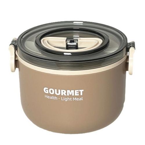 Heated clear lid Lunch Box, Stainless Steel Round Lunch Box, Thermal Insulation Lunch Box Double Insulation Tableware Food