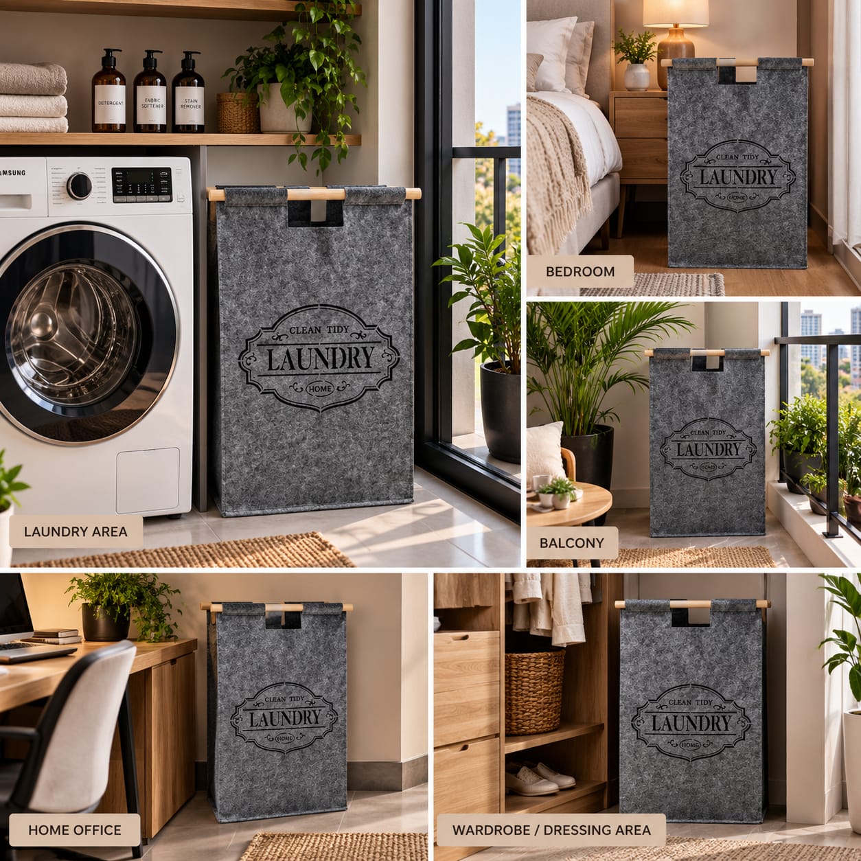 Large Capacity Foldable Laundry basket  with lid and Handles