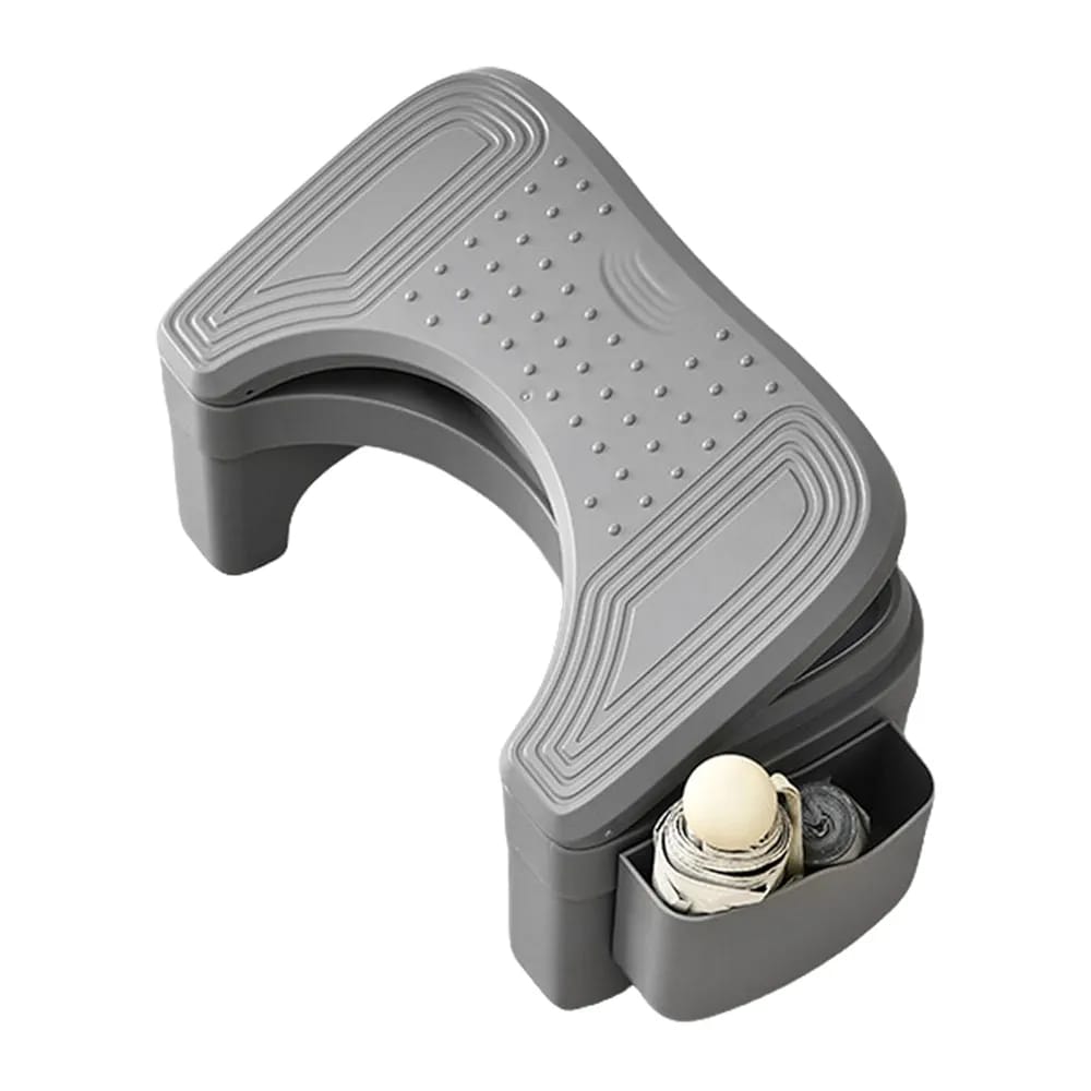 Ergonomic foldable / adjustable footrest with storage space