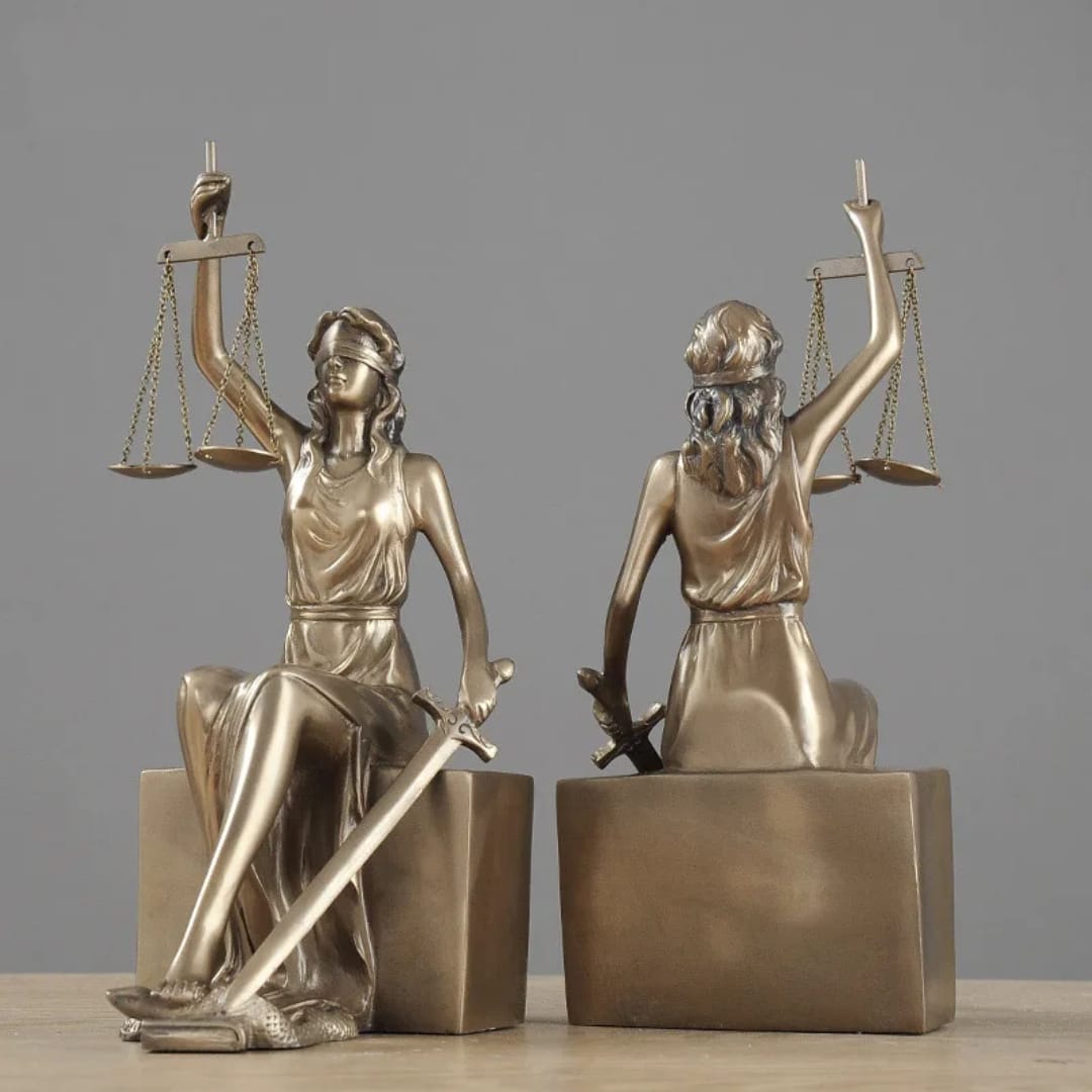 Goddesses Justice Bookends Statues, Greek Lady of Justice Book End, Roman Goddess of Justice Book Stopper Gift for Lawyer Attorney Judge Book Decoration