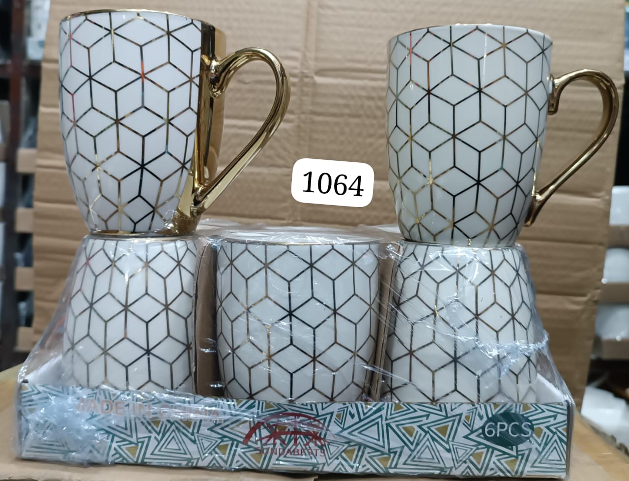 Ceramic golden mug 6pcs set