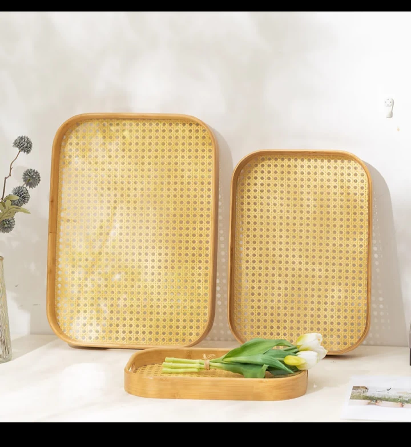 3pcs Multi-functional Bamboo Serving trays for Household use /Home Decor