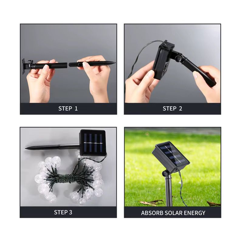Solar Powered Outdoor Ball String Christmas Lights – 12M Roll -100 Balls