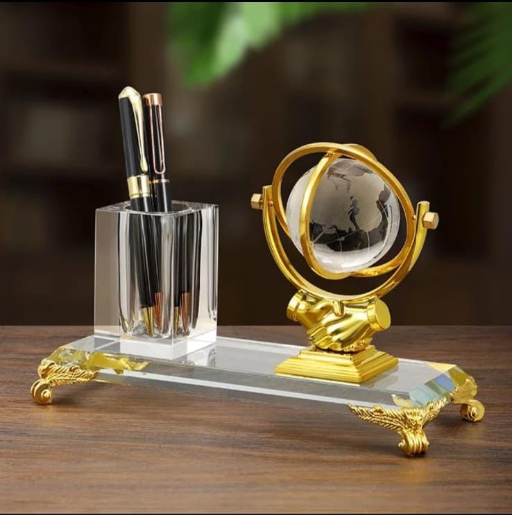 Luxury crystal and gold-accented desk organizer