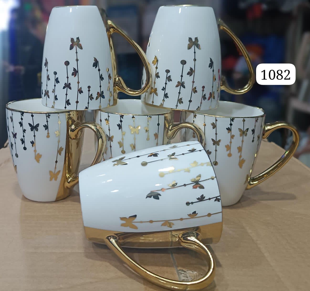 Ceramic golden mug 6pcs set
