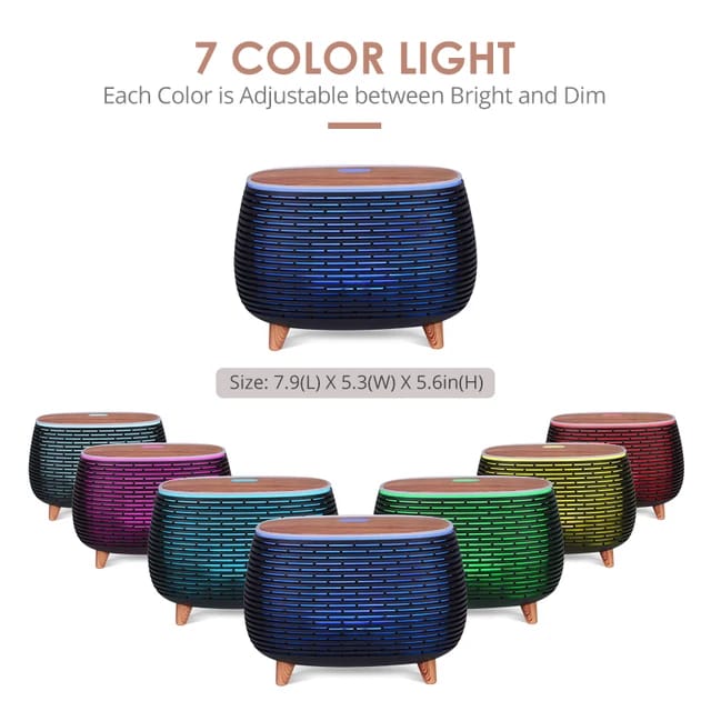 7 Colors Wood Grain Ultrasonic Ultrasonic Aromatherapy Diffuser