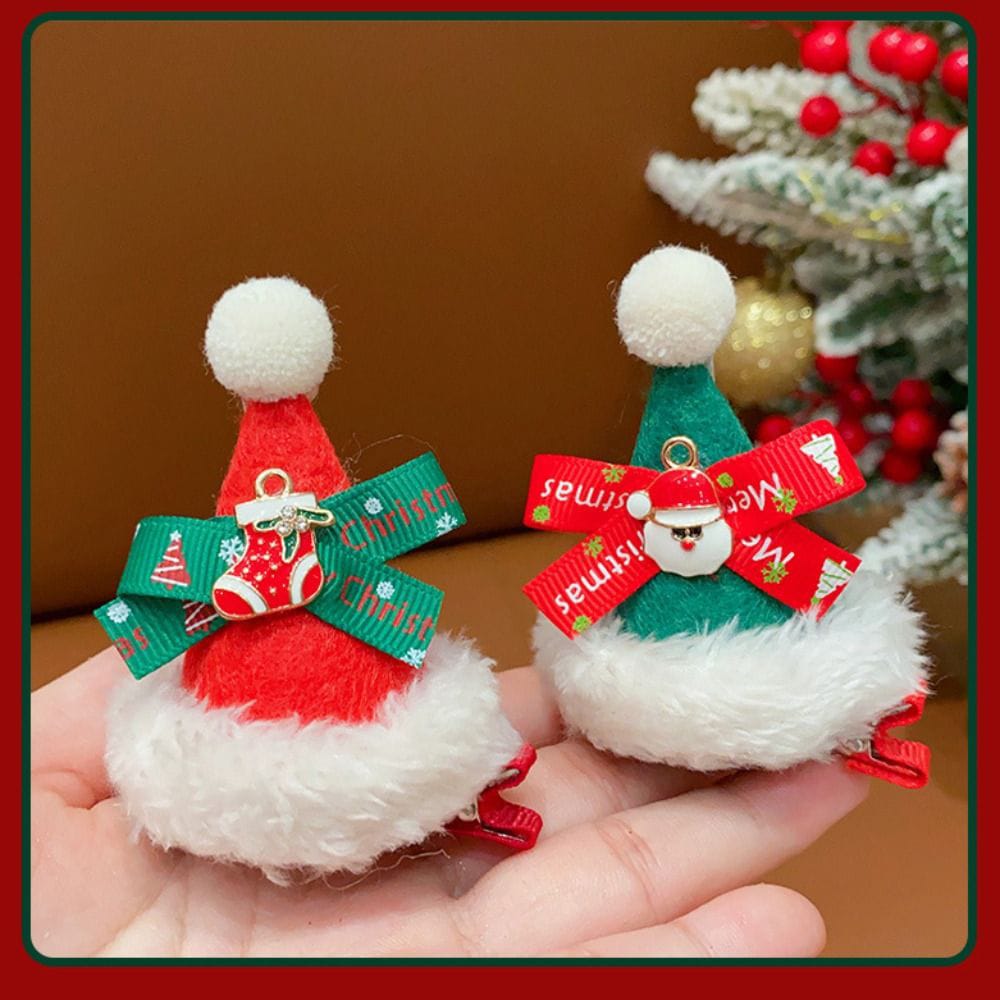 Merry Christmas Decor Christmas Hairpin Sequin Bowknot Children Deer antler Hair Clip Snowflake Plush Christmas Hat Headband