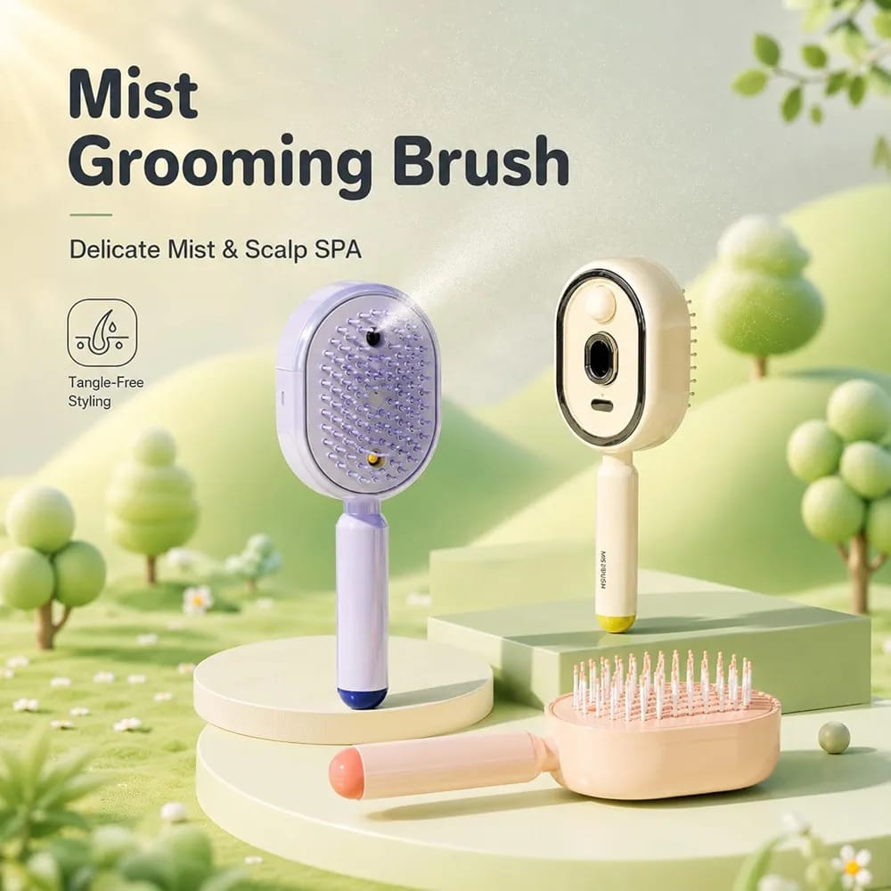 3 in 1 RECHARGEABLE MIST DETANGLING GROOMING BRUSH