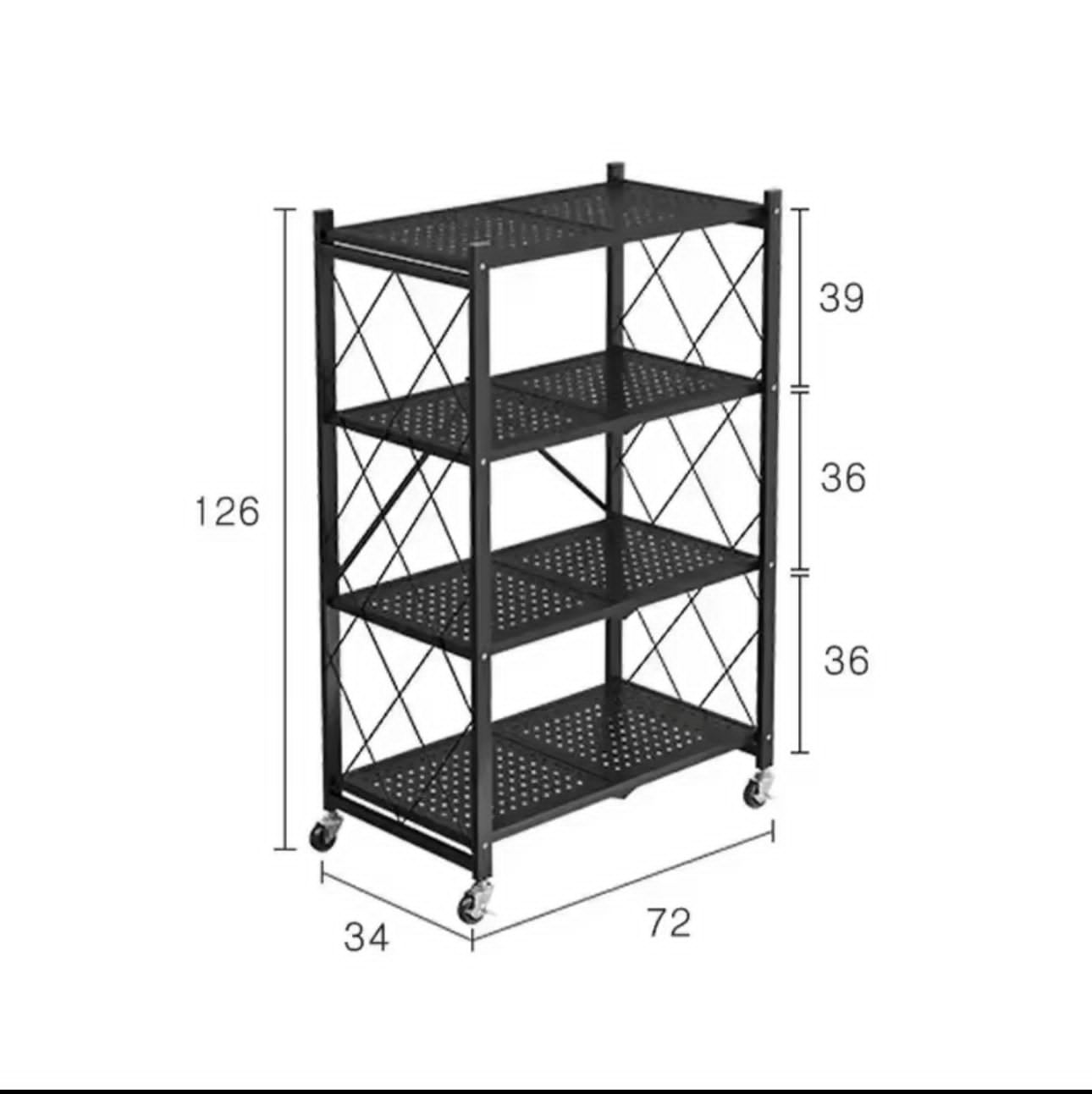 4_Tier Foldable Multipurpose Rack With Shelves & Wheels