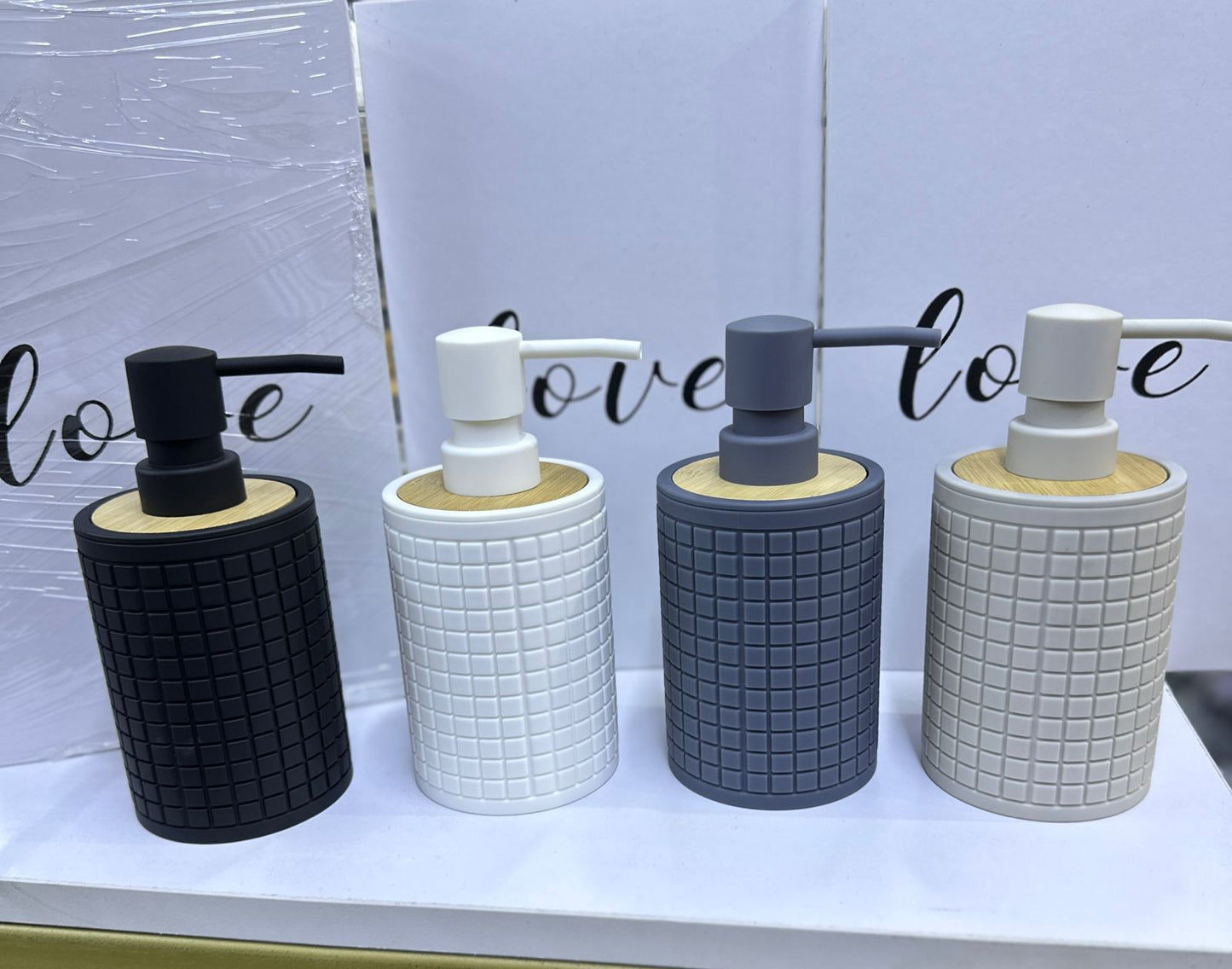 Bamboo luxury Lotion pump bottle for kitchen/ bathroom countertops / shower gel/ decorative soap dispenser