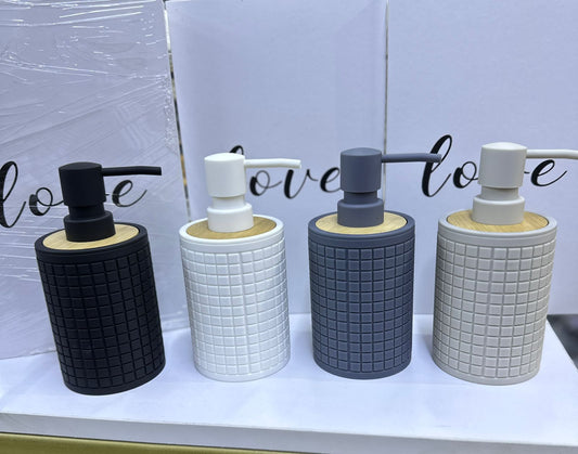 Bamboo luxury Lotion pump bottle for kitchen/ bathroom countertops / shower gel/ decorative soap dispenser