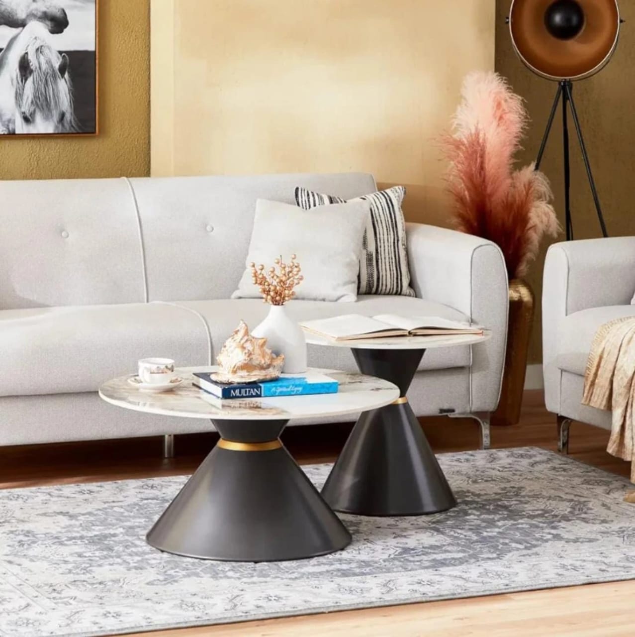 Classic Side Table Living Room Decor Modern Marble Round Coffee Table Sofa Side Table Mobile Snack Table Furniture Home Bedroom Stable
