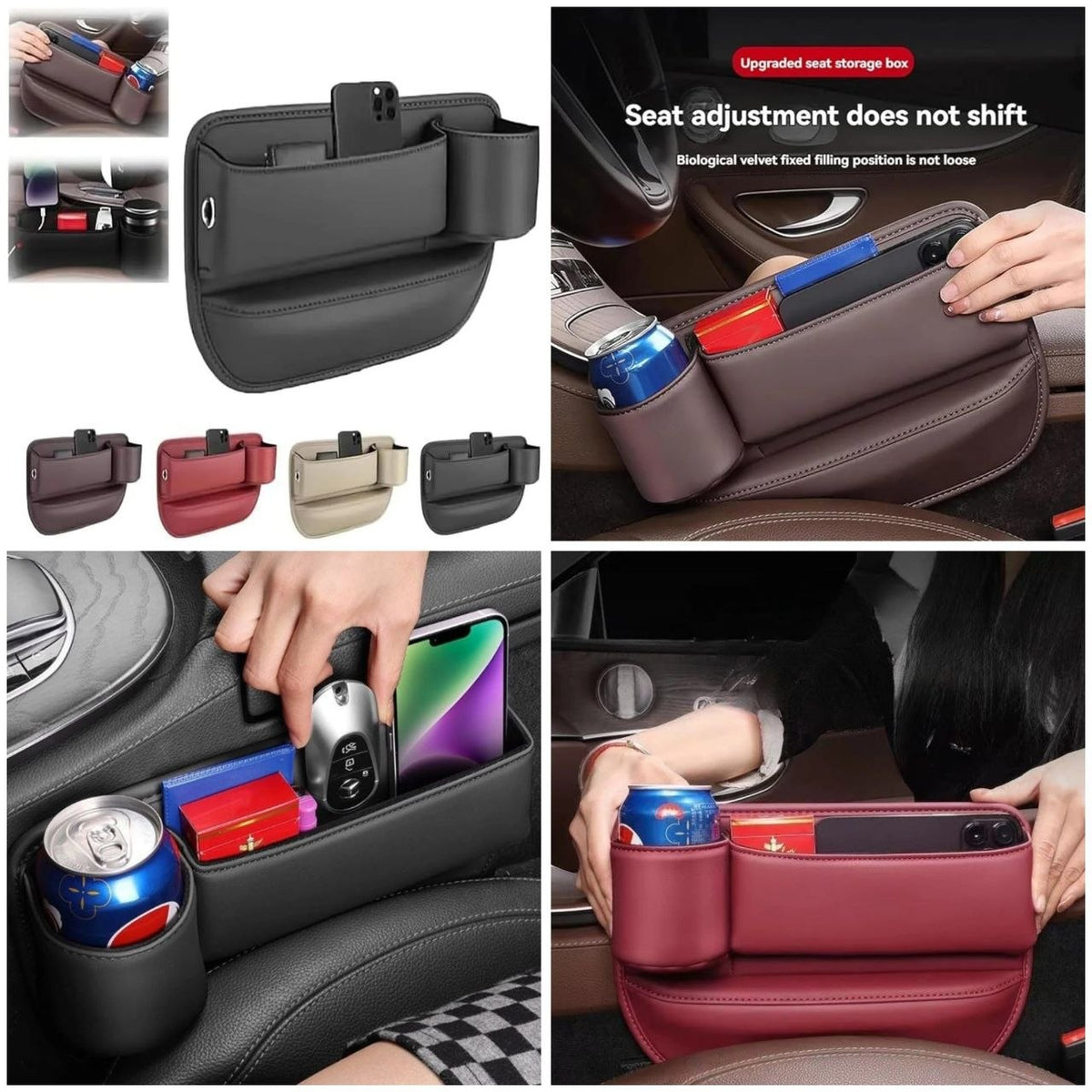 Car Seat Gap Filler and Organizer with a built-in cup holder