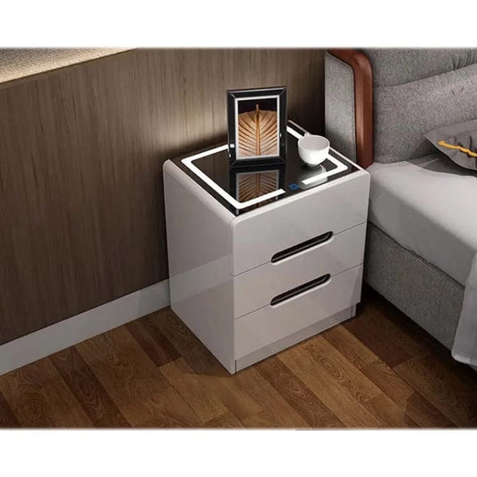 Wooden Bedside Cabinet with LED Light
Has 2 sizes (varying in width)