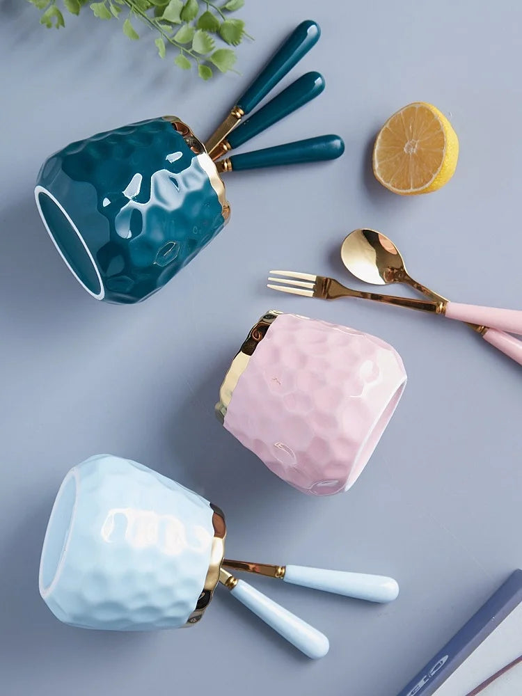 Light Luxury Fruit Fork and Spoon Ceramic Storage