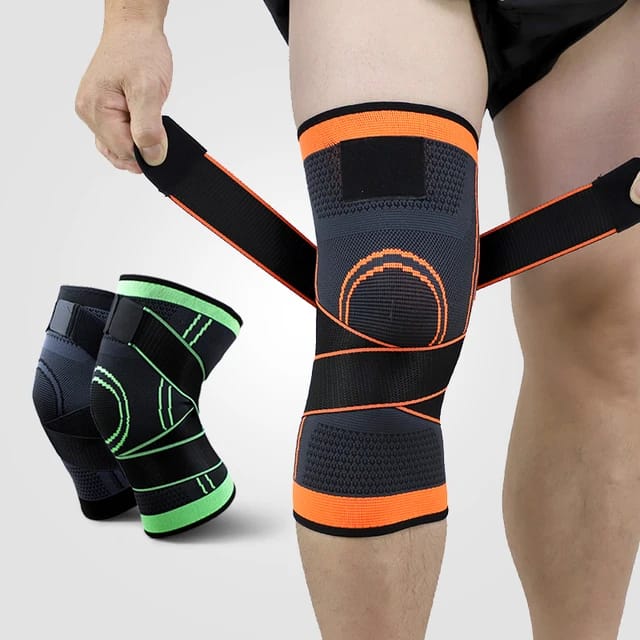 SPORTS COMPRESSION KNEE SUPPORT SLEEVES WITH PRESSURE STRAP