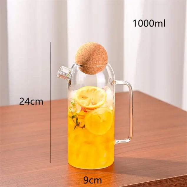 Glass Water Pitcher with Cork Lid