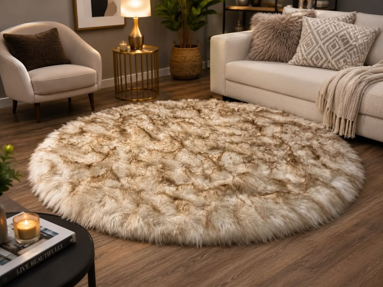 Fluffy shaggy bedside carpet
