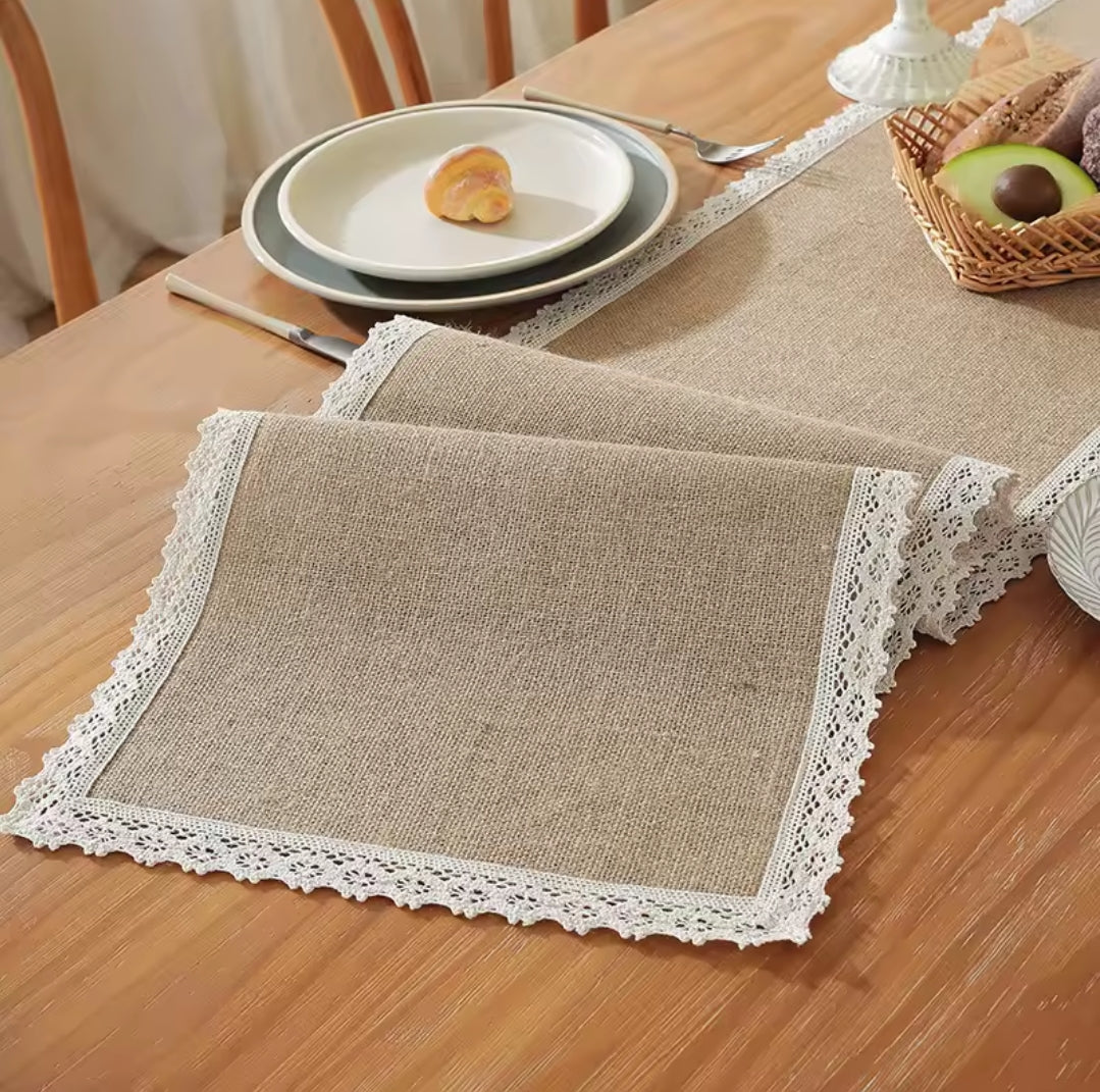 Natural Burlap Linen Woven Table